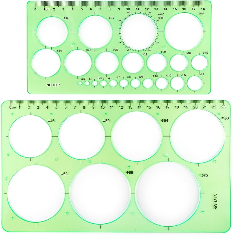 Ymapinc 2Pcs Circle Template for Drawing Drafting Geometric Circle Ruler for Painting Round Drawing Templates Plastic Transparent Ruler for School Office Supplies - Image 1